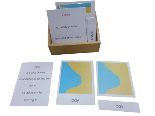 Montessori Cultural Geography - 4 part Nomenclature Cards - Land  Water Forms