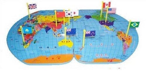 World Map With World Flags - Bilingual - RightToLearn.com.sg
 - 1