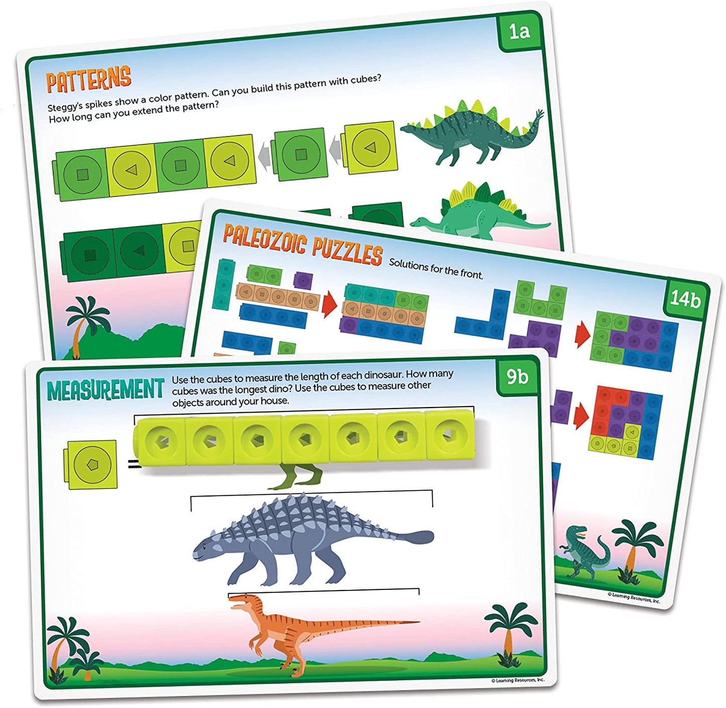 Learning Resources MathLink Cubes - Kindergarten Math Activity Set: Dino Time! 115 Pieces,  STEM Dinosaur Activities,