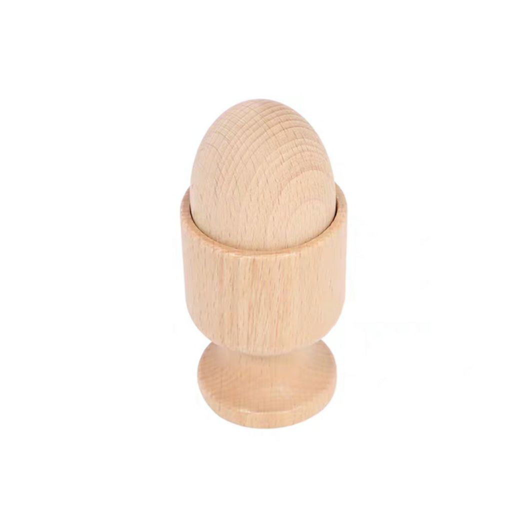 Montessori Wooden Egg and Cup / Round or Ovoid Shape