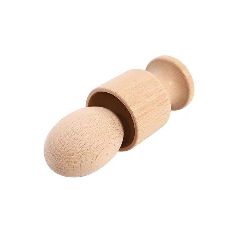 Montessori Wooden Egg and Cup / Round or Ovoid Shape