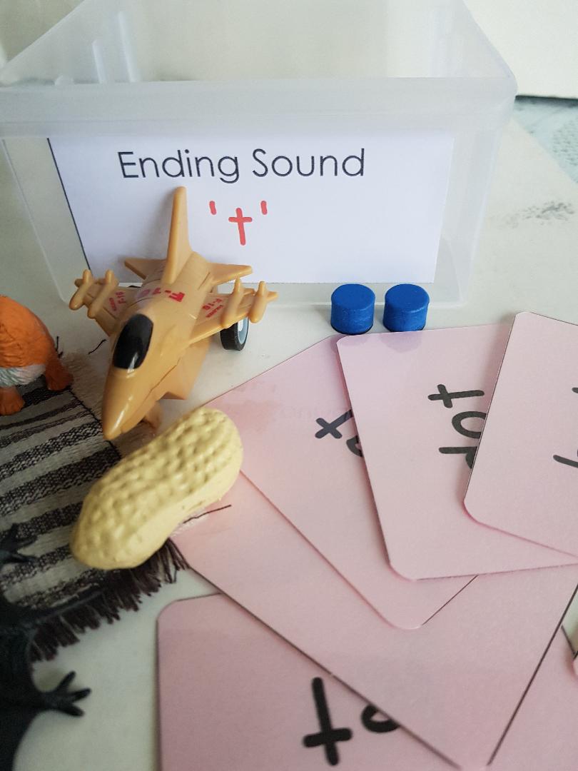 Montessori Pink Scheme - Phonics - Ending Sounds Object Box