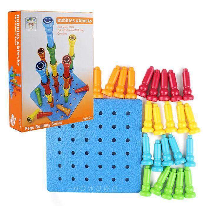 Bubbles & Block Peg Stacker Pegs Building set