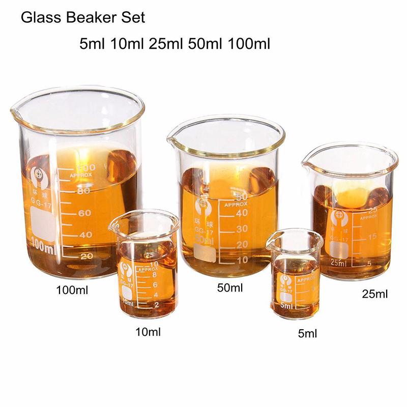 Practical Life / Science  -Set of 5 GLASS Pouring Beakers  / Jug Different sizes