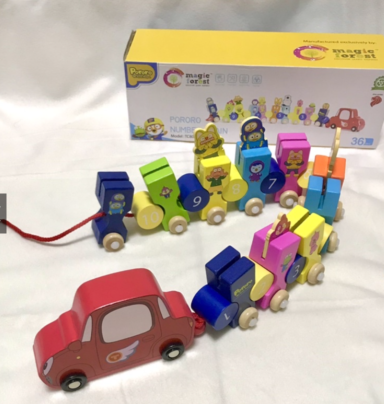 PORORO Wooden Number Counting Train