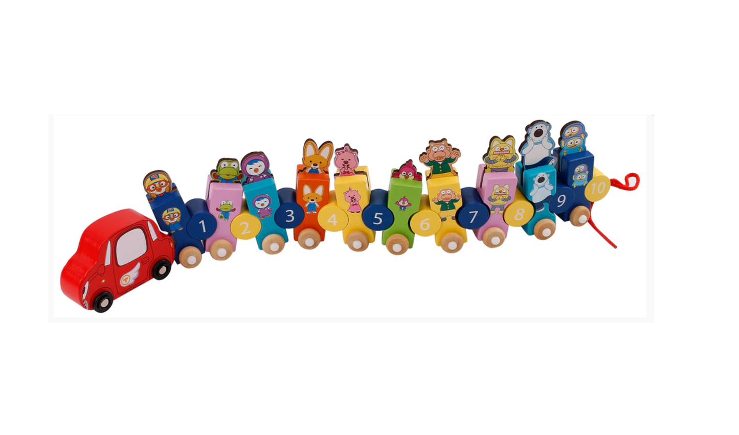 PORORO Wooden Number Counting Train