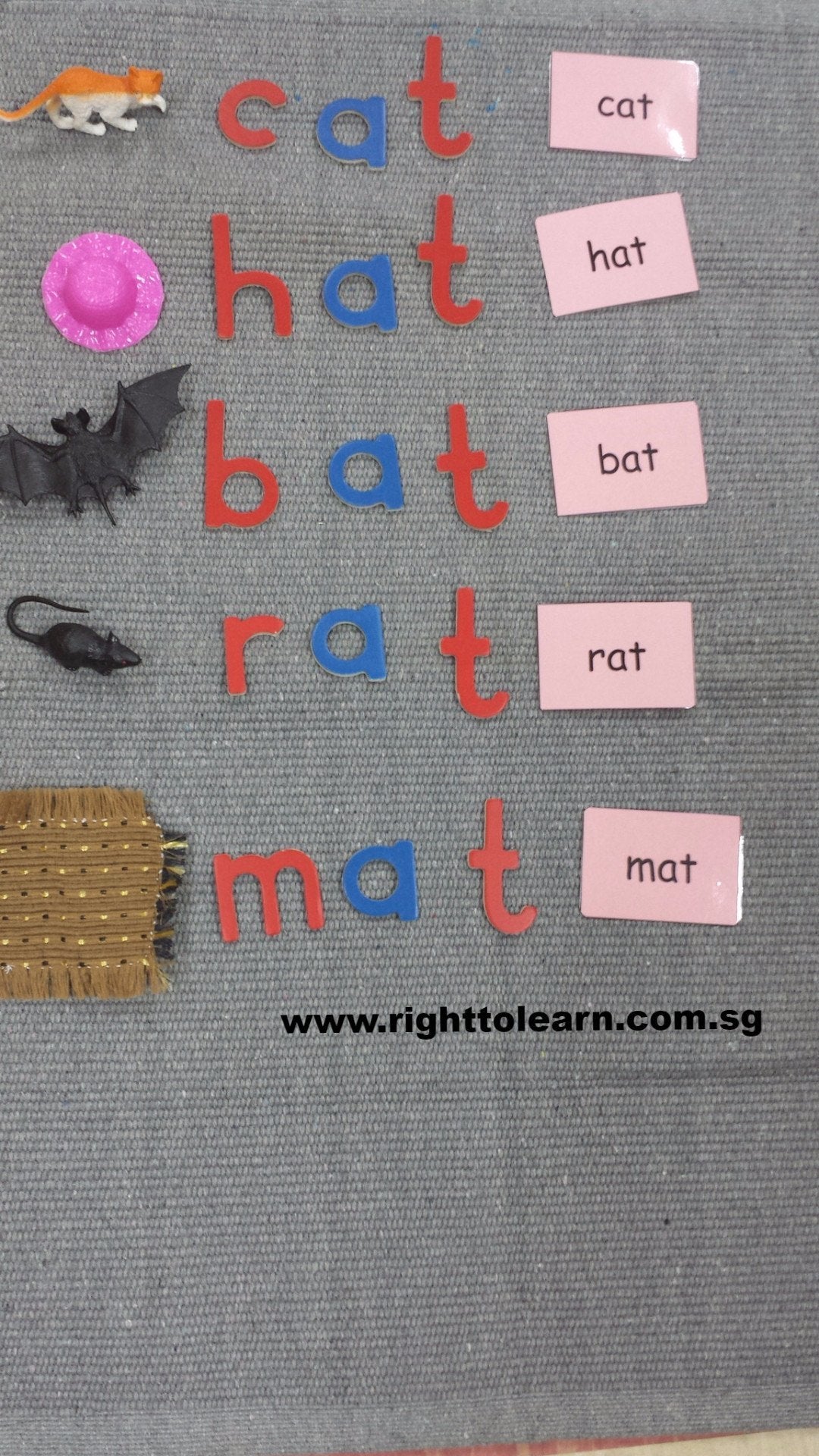 Montessori Package - word family - 'at' object box with LMA - RightToLearn.com.sg
 - 2