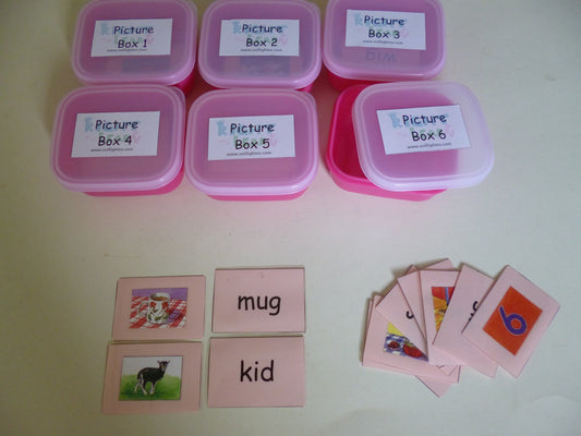 Montessori Phonics - Pink Scheme Picture Box with tags - RightToLearn.com.sg
