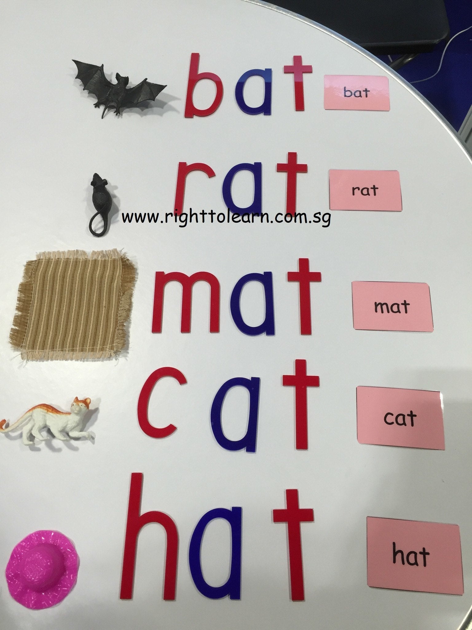 Montessori Pink Scheme - Phonics - word family - 'at' object box - RightToLearn.com.sg
 - 1