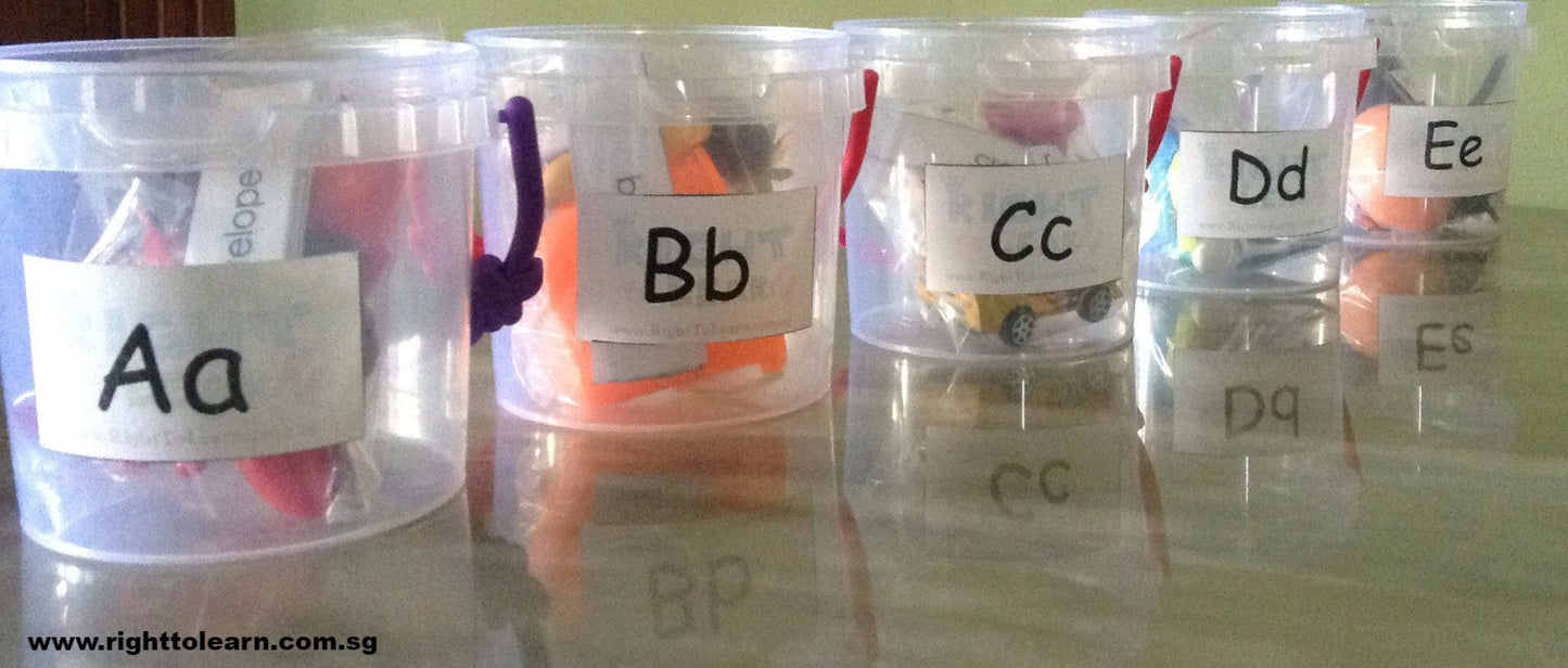 Phonics Alphabet / Letter Sound Tubs  A - Z objects with name tags - RightToLearn.com.sg
 - 3