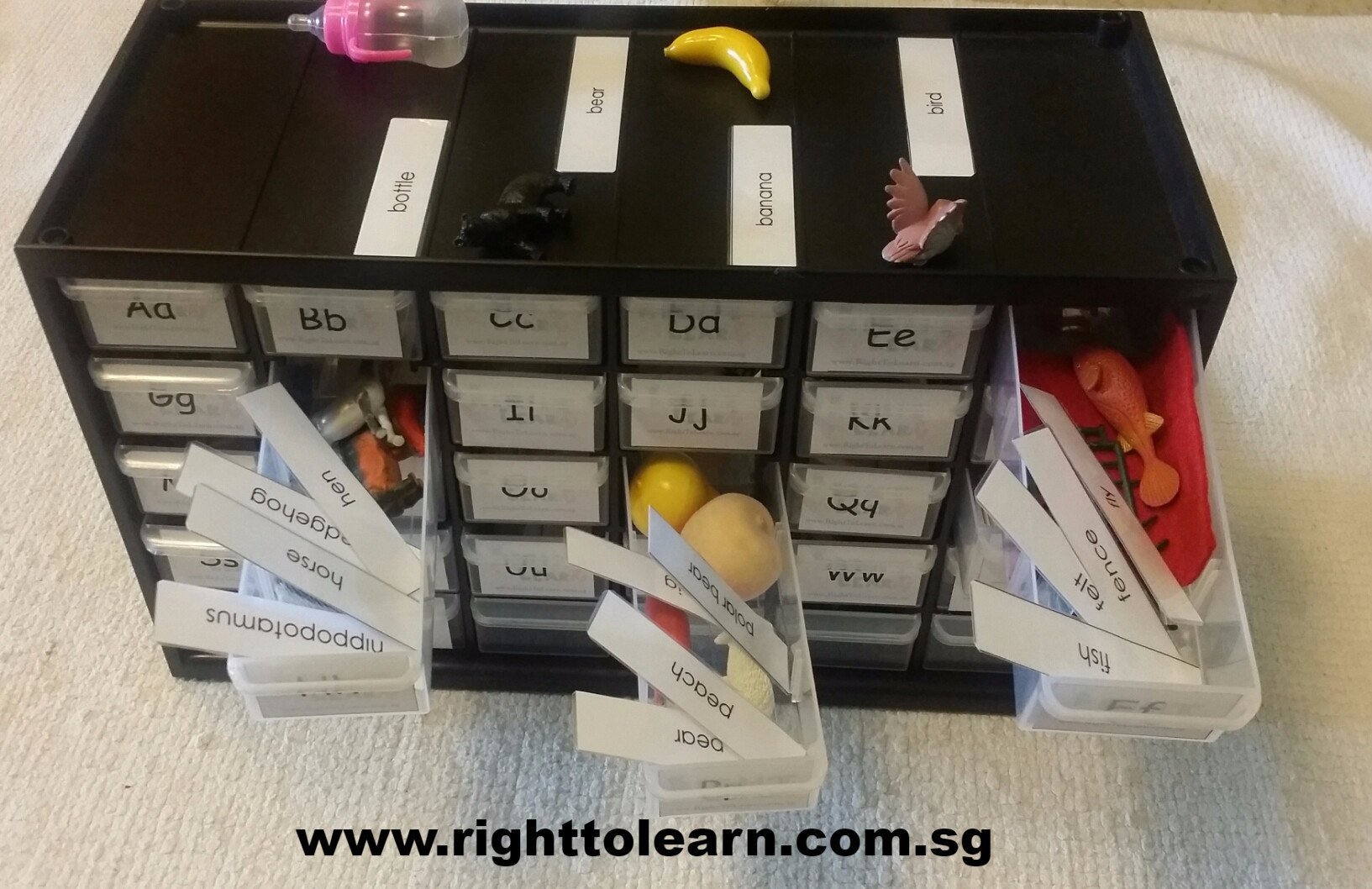 Phonics Sounds - Beginning Alphabet / Letter Box  A - Z objects with name tags - RightToLearn.com.sg
 - 2