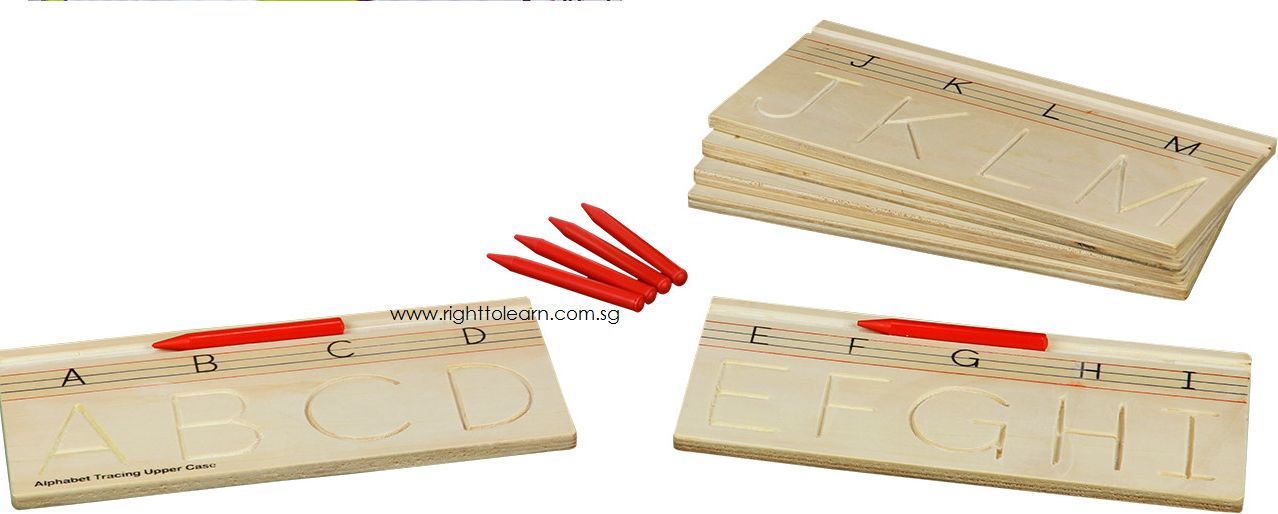 Wooden Alphabet Tracing - Uppercase A-Z Tracing Boards - Pre Writing skills - RightToLearn.com.sg
