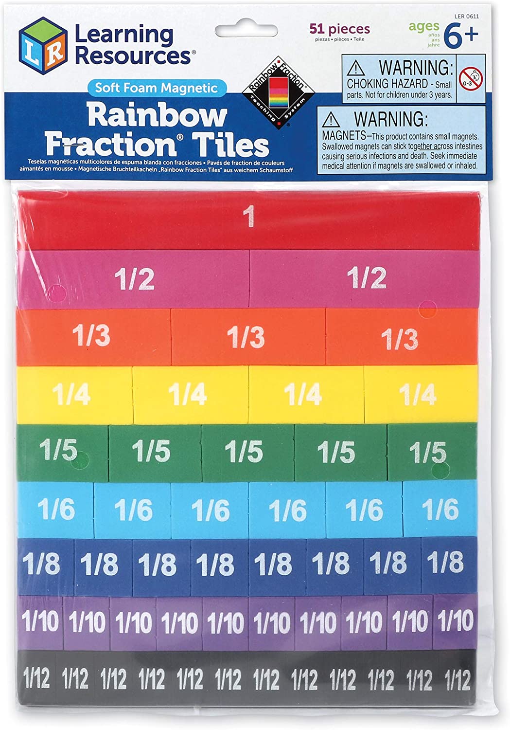 Learning Resources Magnetic Rainbow Fraction Tiles