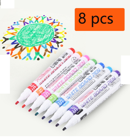 Colourful/Colorful White Board Marker x 8 - 1.5 mm & 5 mm