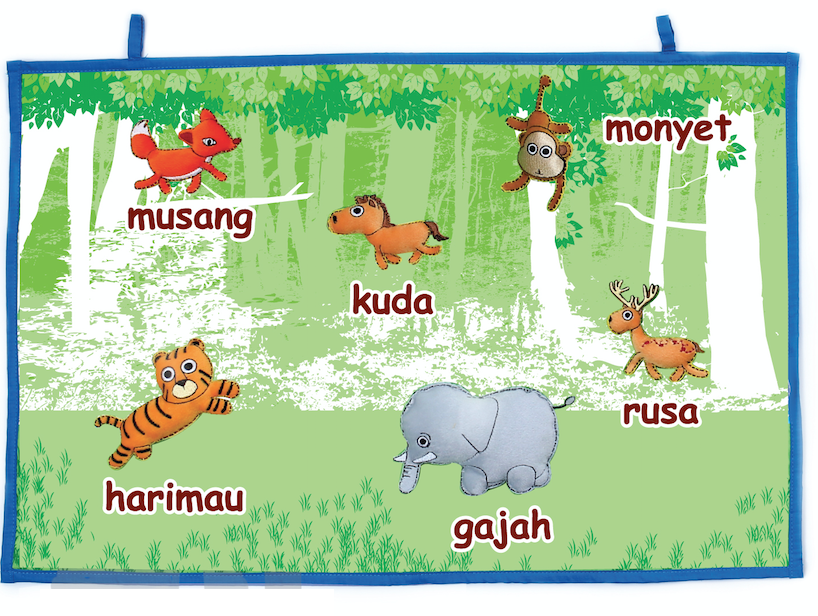 Clearance - Handmade Felt Wall Hanging Malay - Wild Animals   (Haiwan Dalam Hutan)