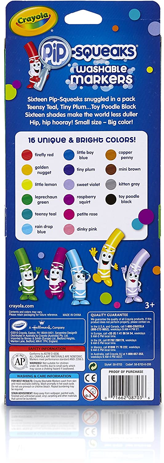 Crayola - Pip-Squeaks Mini Washable Markers 16 pcs