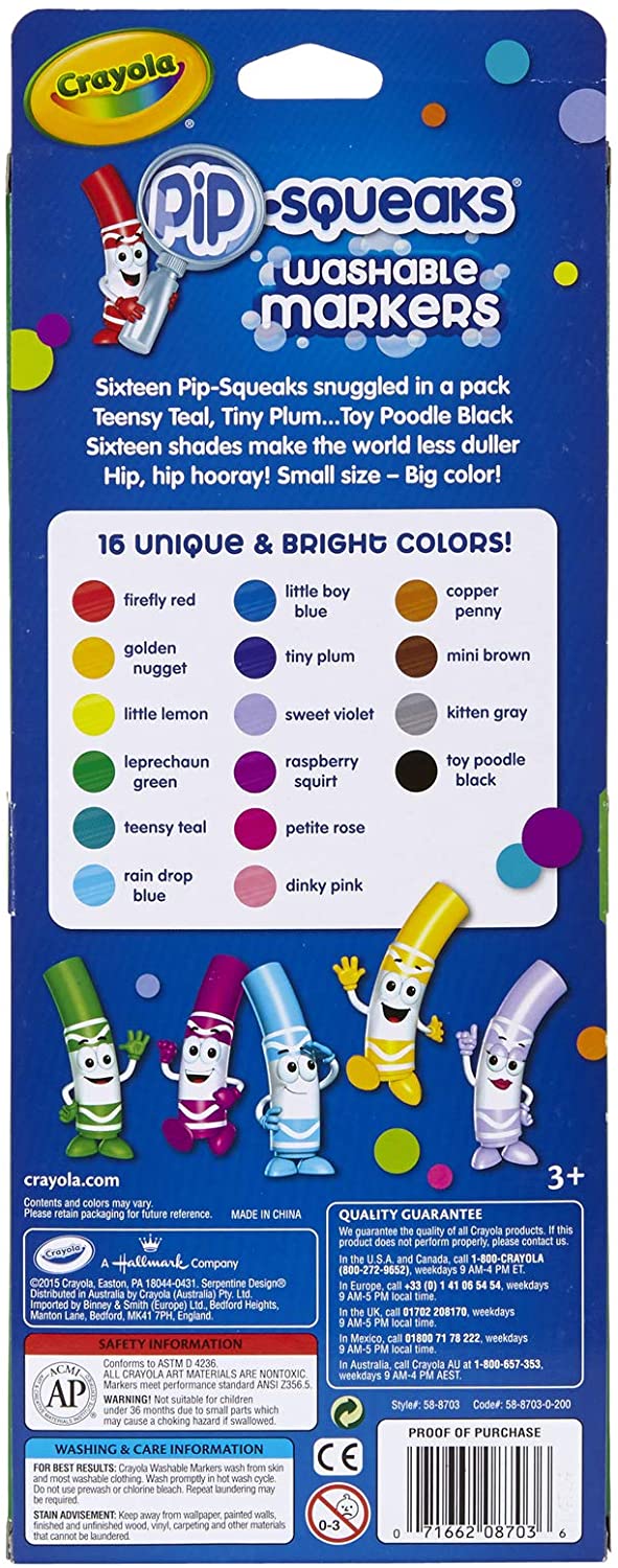 Crayola - Pip-Squeaks Mini Washable Markers 16 pcs