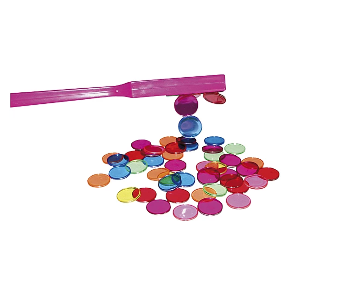 Magnetic Wand with 25 Metal Edge Plastic Round Chips