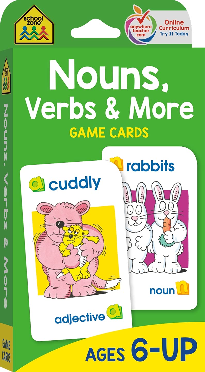 SCHOOL ZONE - Nouns, Verbs & More Game Cards, - Grammar, Parts of Speech, Word-Picture Association, Sentence Structures,