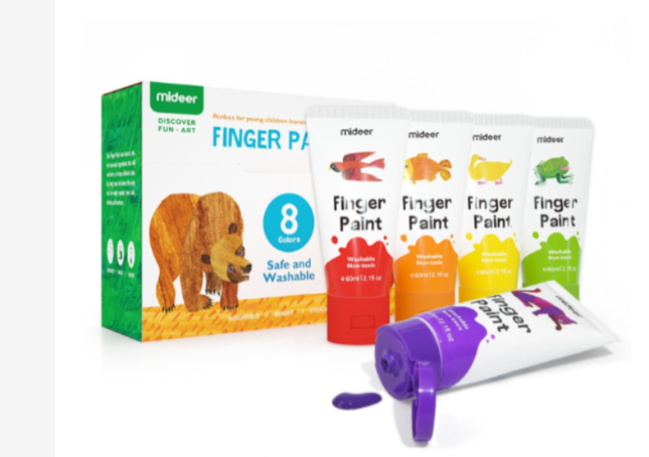 MiDEER - 8 Colours  X Eric Carle Washable Finger Paint- child friendly