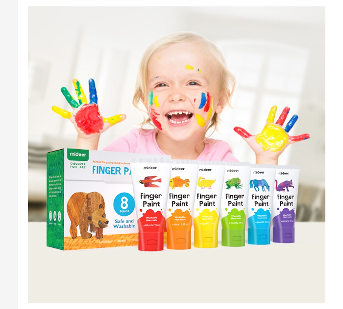 MiDEER - 8 Colours  X Eric Carle Washable Finger Paint- child friendly