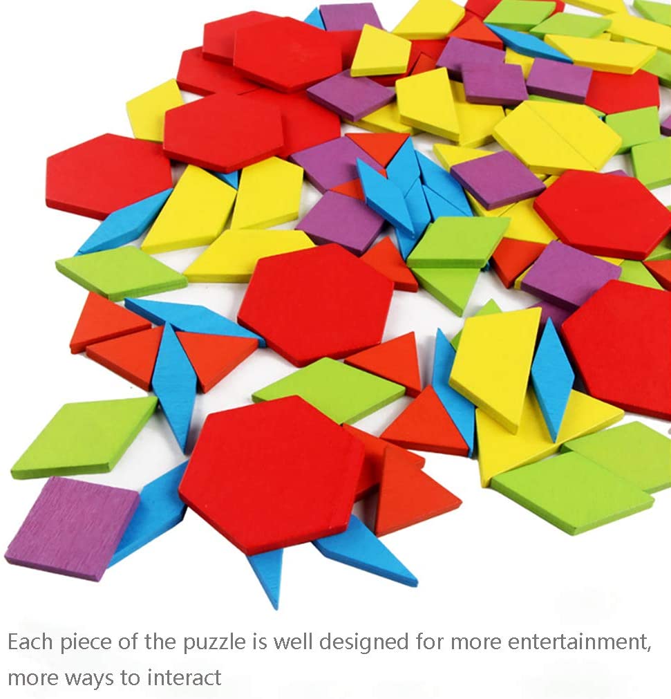 Tangrams Vs Pattern Blocks 155 pcs wooden Pattern Blocks - Geometric Shapes / Tangram ...