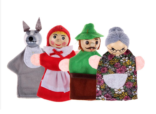 Finger Puppets Wooden Head - Story telling Pretend Play/ red riding hood/ 3 little pigs / royal family king queen / mermaids