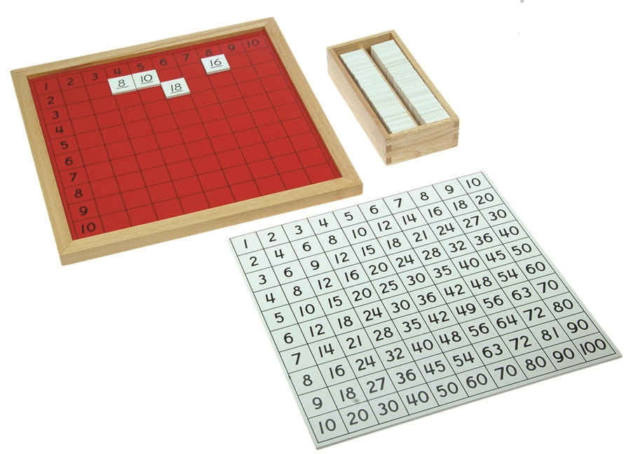 Montessori Wooden Pythagoras Board with Chart