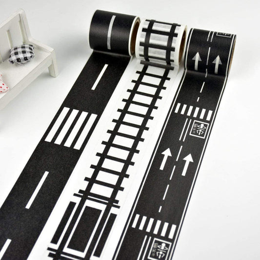 DIY -  Railway /Highway Track Tape Sticker- Pretend play