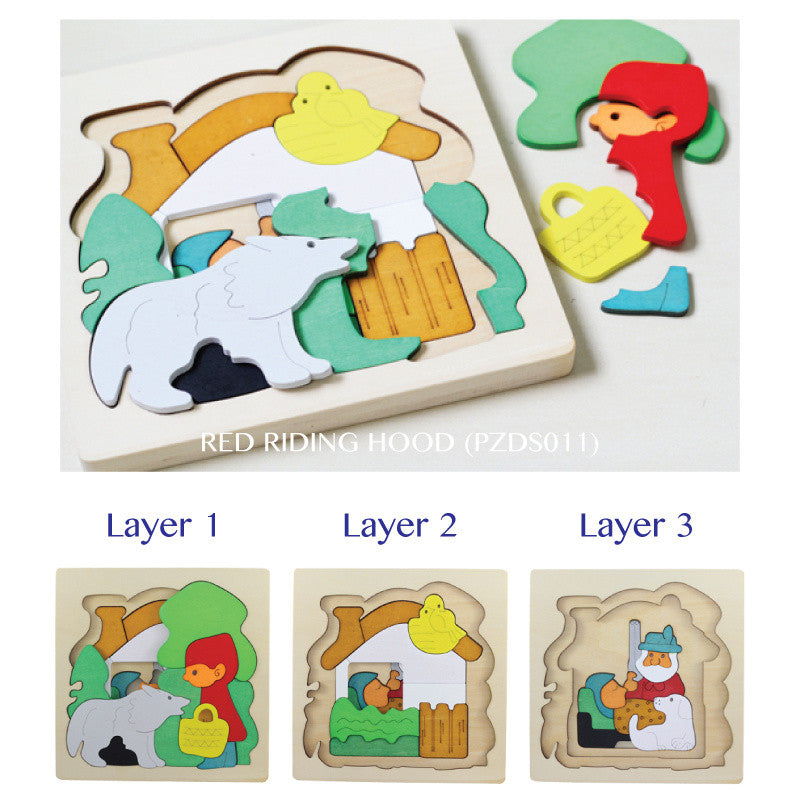 Layered Wooden Puzzle (Little Red Riding Hood)