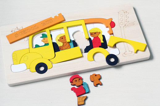 Layered Wooden Puzzle (School Bus)