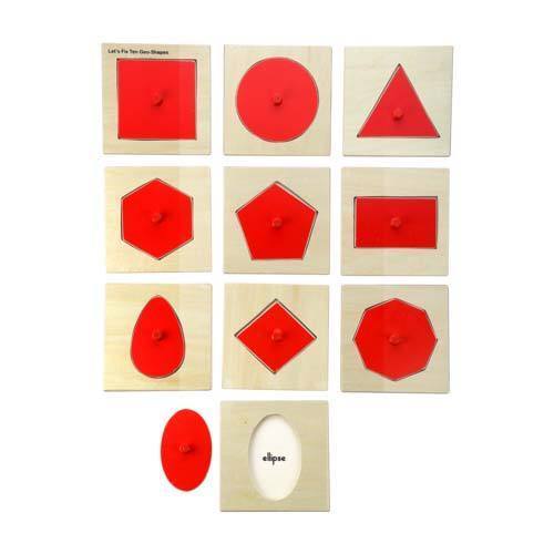 Geometric shapes puzzle - Wooden Insets - RightToLearn.com.sg
 - 1