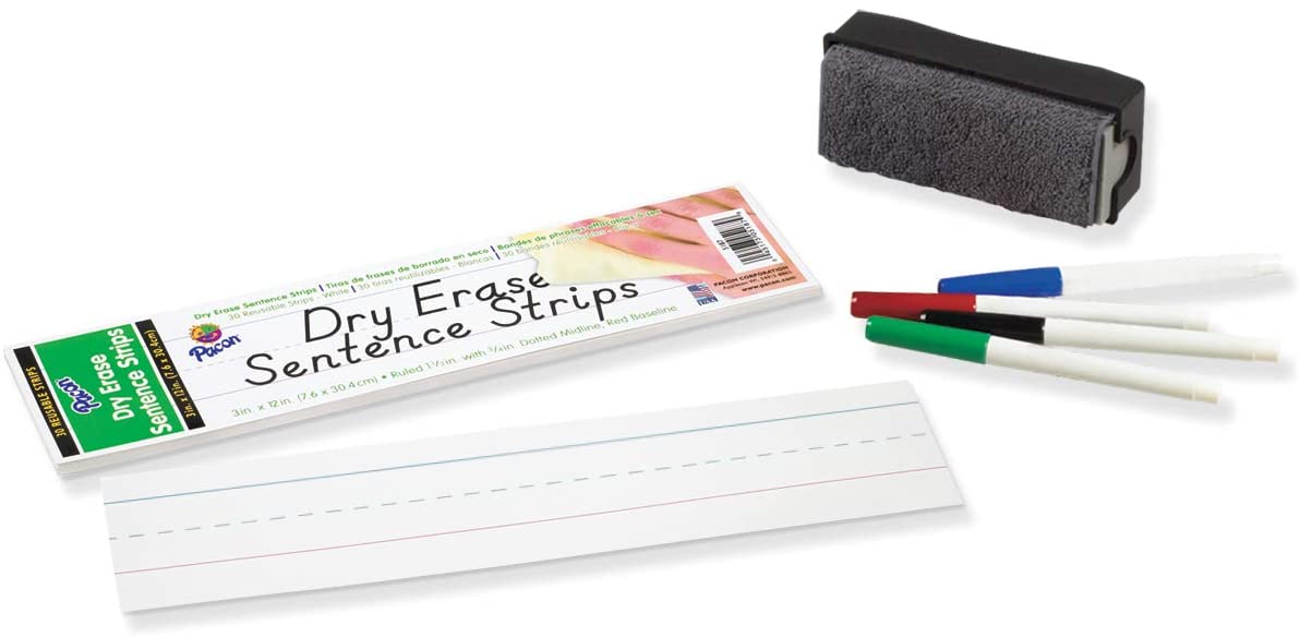 Reusable - Dry Erase Sentence Strips White or Colored Strips