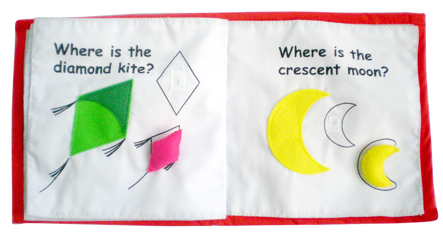 Handmade Quiet Fabric Book with felt SHAPES pieces - infant toddler learning about shapes