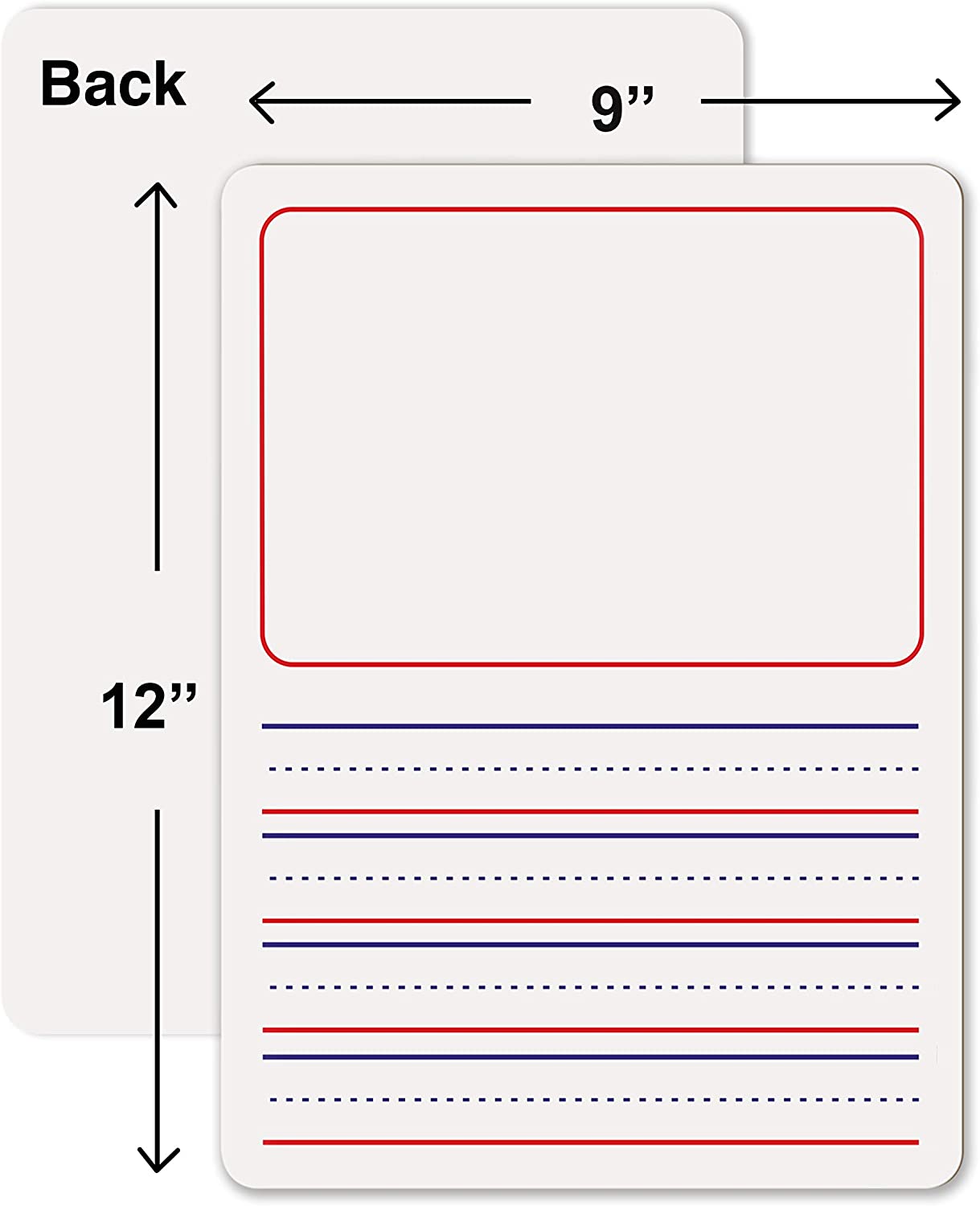 Reusable Dry Erase Story Picture lap boards - Double sided White Board with lines /blank