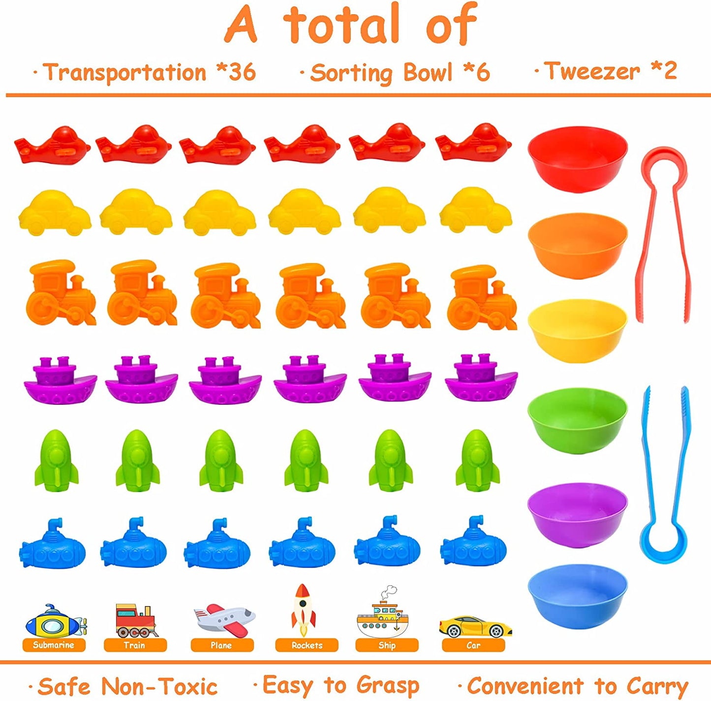 Dinosaur/ koala / Family / Sea Creatures/ Vehicles Transportation sorting /counting bowls & tongs set - sorting / counting/ Patterning