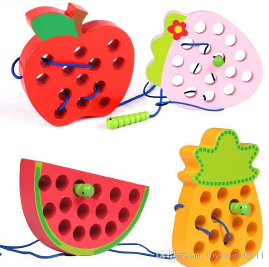 Wooden Threading / Lacing Fruits (Apple/Watermelon/Pineapple/Strawberry)