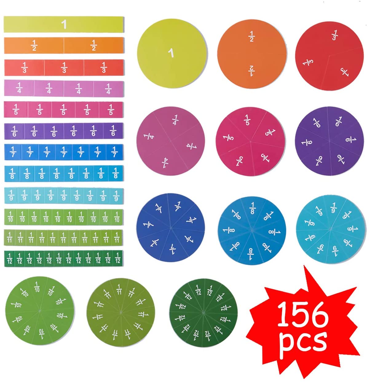 Magnetic Tiles & Circles Fractions Set  156pcs